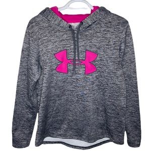 Under Armour fleece big logo storm hoodie in Heather gray and magenta colors M